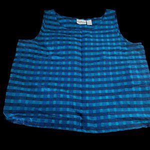 Patchington Silk Blouse Tank 90's Business Casual Large Gingham